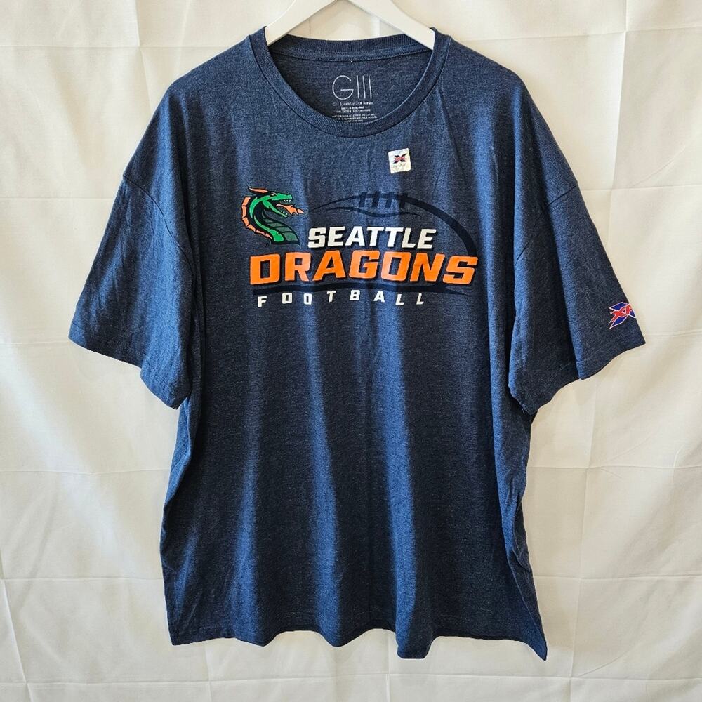 XFL Seattle Dragons GIII Sports Short Sleeve Blue Football Size 3XL